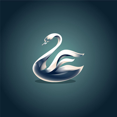 Glass Swan Logo 3d branding goose graphic design logo swan