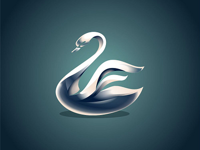 Glass Swan Logo 3d branding goose graphic design logo swan