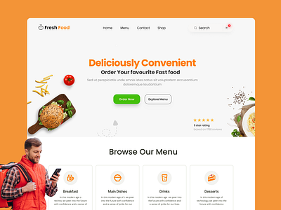 food landing page design fooddelivery foodie foodui foodwebsite landingpage responsivedesign restaurant ui visualdesign webdesign