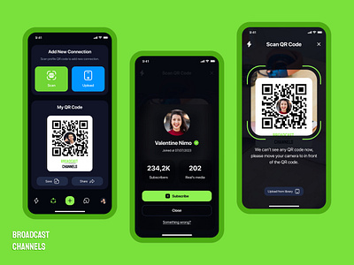 QR Code Scanning UI App Design | Broadcast Channel App qr code design qr code ui app design qr scanning qr scanning ui app