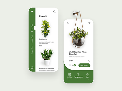 Plant Shop App Interface light mode minimal ui plant app plants ui ui design uiux design