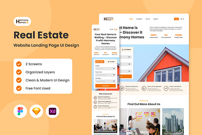 Harmony Homes - Real Estate Website Landing Page housing landing page layout real estate ui website