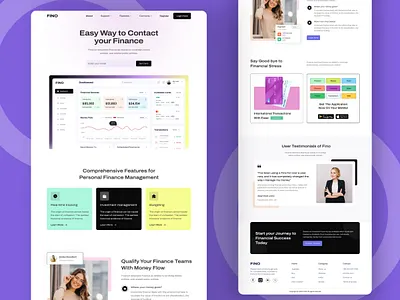 Fino Finance landing page UI design ❤️ bank landing page bank website design finance website landing page landing page ui typography ui ux website design