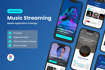 EchoTrack - Music Streaming Mobile App application apps layout smartphone ui