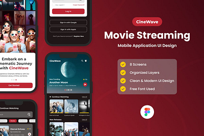 CineWave - Movie Streaming Mobile App application apps layout streaming ui