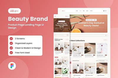 Allure - Beauty Brand Product Website Landing Page business landing page layout ui website