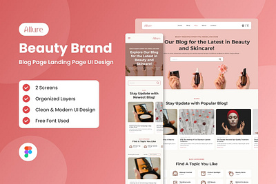 Allure - Beauty Brand Blog Website Landing Page business landing page layout ui website