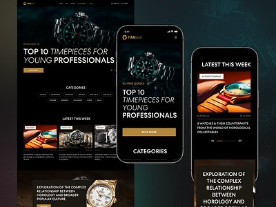 Timelux | Complete Responsive Blog Page Design for Luxury Watch blog clock ecommerce inspiration interface landing landing page luxury product product product design web design website