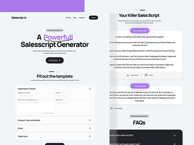 Sales Script Generator layout sales generator sales ui script generator userinterface web design website