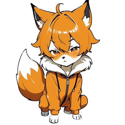 Sly Fox Boy in Orange Hoodie chibi cute fox furry fursona