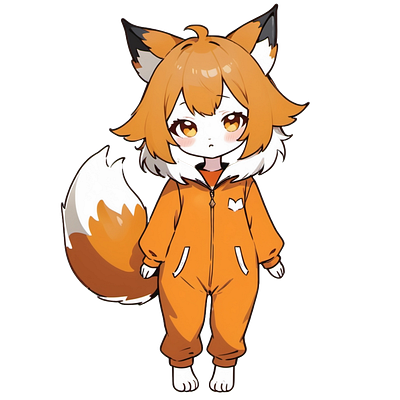 Fox Girl Orange Hoodie chibi fox furry fursona