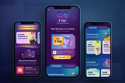Rewards - Loyalty for Fintech app branding concept couple coupons credit card design financial fintech game gamification ideas loyalty offers payment purple rewards ui ux winning