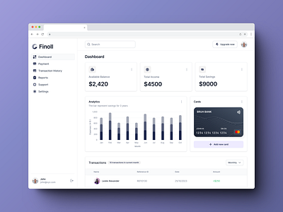 Dashboard for a fintech platform app app design dashboard design expenses finance fintech payment savings ui ux web design webapp