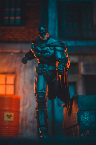 DC Collectibles Arkham Origins Batman action figure arkham batman diorama photoshoot toy photography