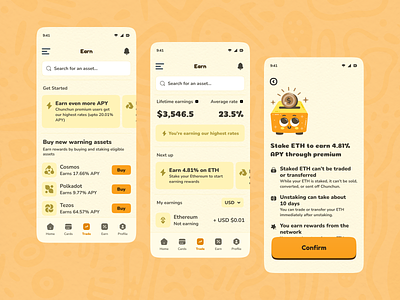 Finance App Earnings and Rewards (Kawaii) crypto cute cute ui earnings finance app investing kawaii design monochrome orange payment rewards salmanwap trading