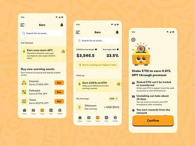 Finance App Earnings and Rewards (Kawaii) crypto cute cute ui earnings finance app investing kawaii design monochrome orange payment rewards salmanwap trading