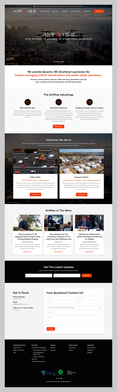 Airwise Solutions // Web Design alerting drone monitoring public safety software software web design technology technology web design web design