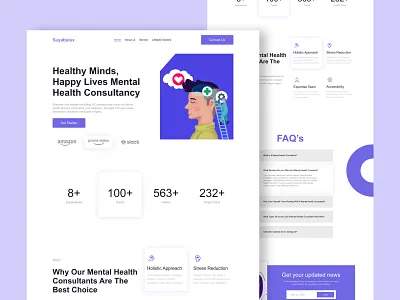 Mental Health Care Web animated brain training health care landing landing page meditation mental health mobile responsive motion design site ui web web site web ui website wellness