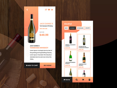 Alcohol Shopping App UI Design alcohol shopping app app design ecommerce app design ecommerce ui mobile app mobile app design ui ui design wine shopping app design