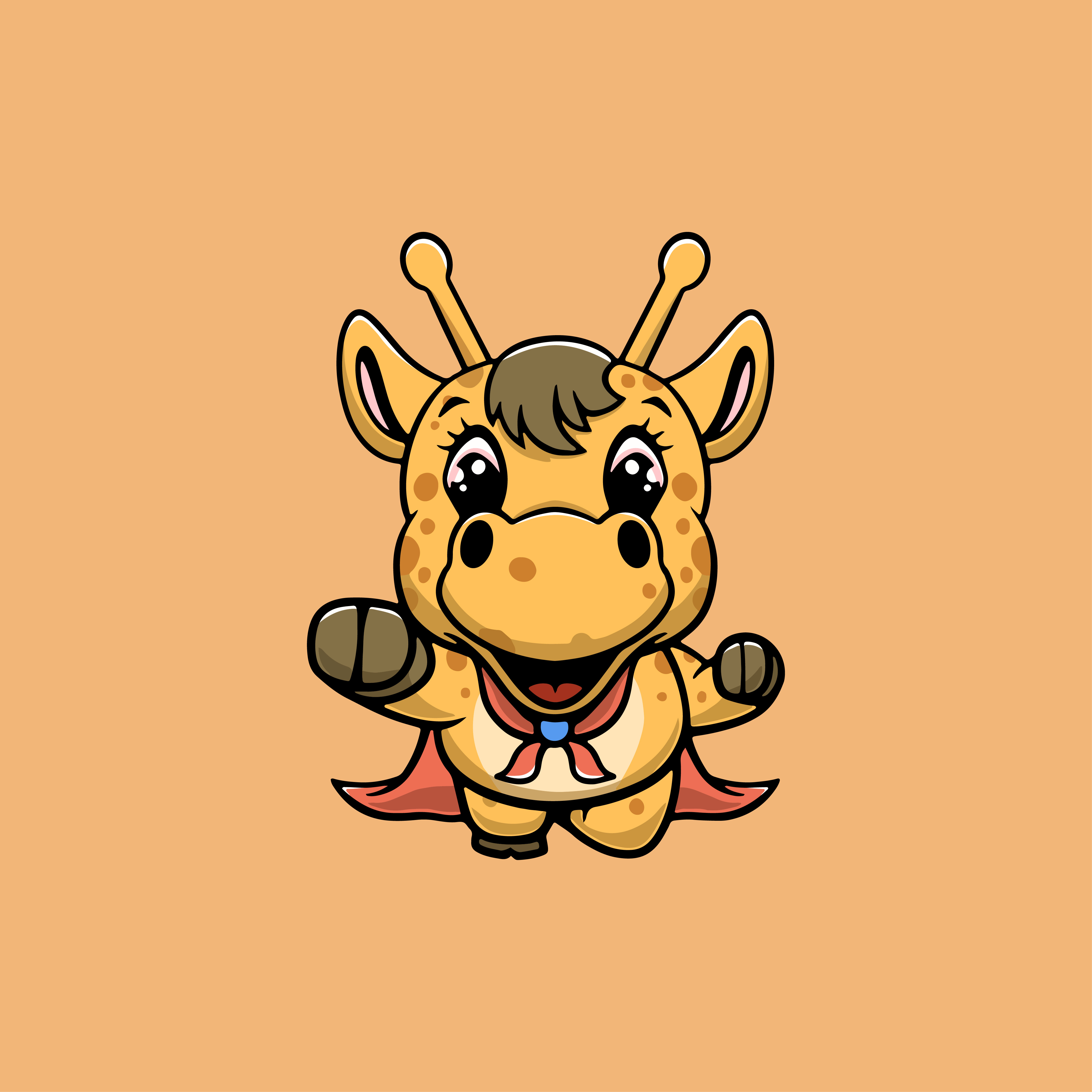 Cute hero giraffe flying cartoon illustration flying