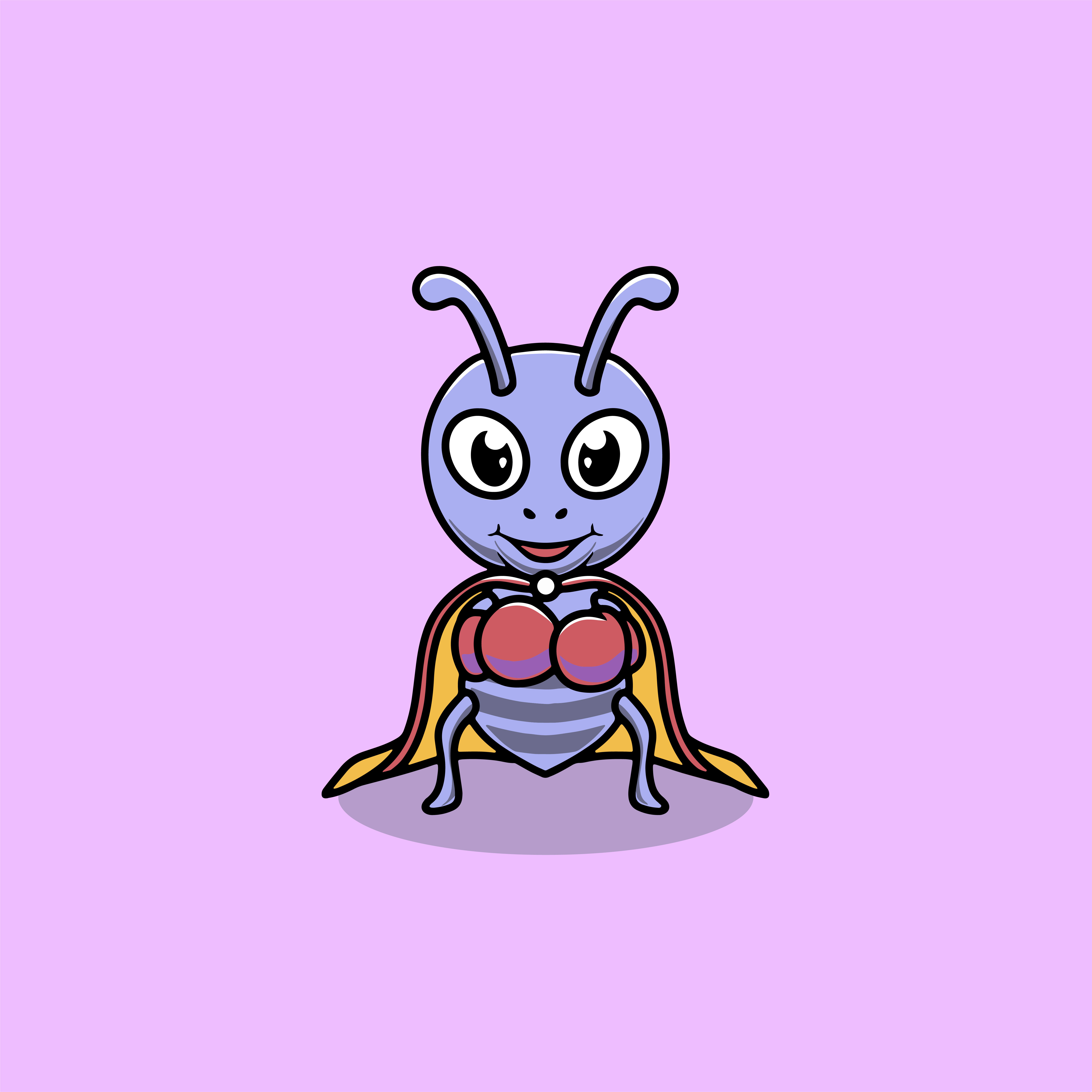 Cute ant is a boxer cartoon illustration focus
