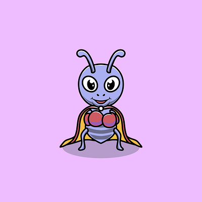 Cute ant is a boxer cartoon illustration focus