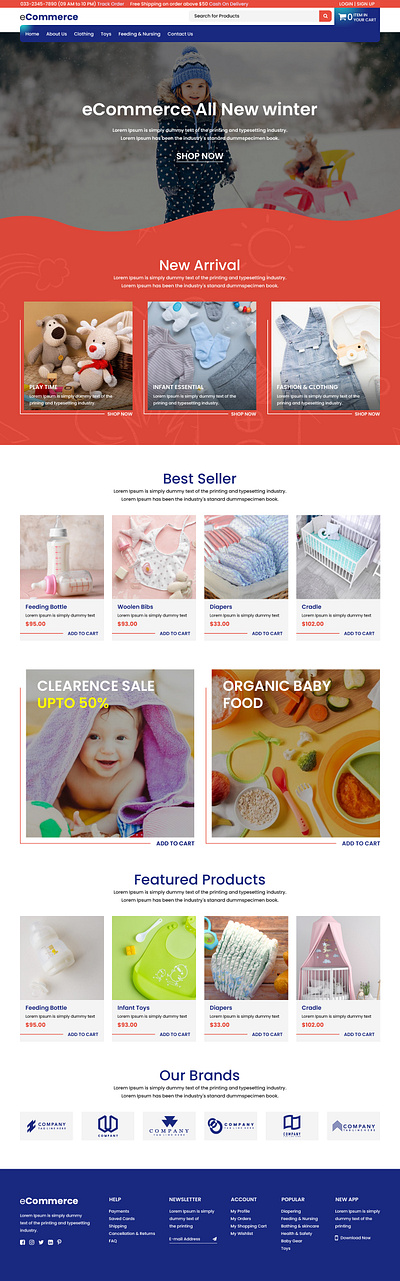 Baby Products eCommerce Landing Page baby products ecommerce baby products ui design design ecommerce ui landing page online baby products store ui ui design