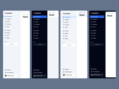 Sidebar Designs 🏕️ application dashboard design minimal profile sidebar ui web app web application