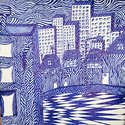 Cursed City city cityscape design drawing gel pen illustration mood patterns sketch