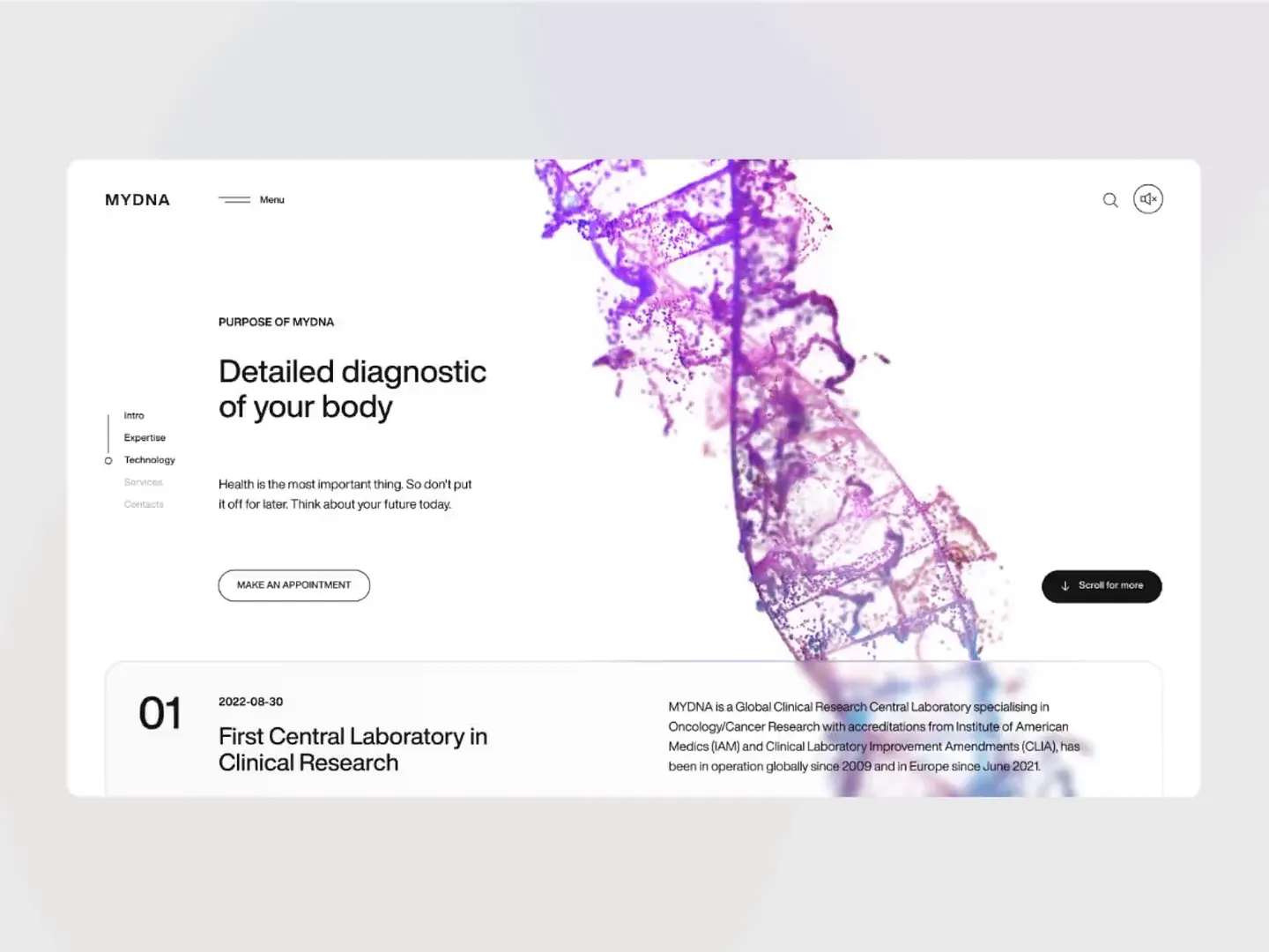 Innovative Clinic Website Design for MYDNA