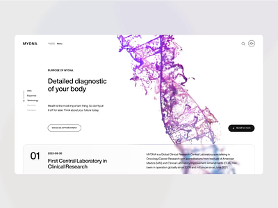 MYDNA - Medical Landing Page ai analysis appointments bio tech clean diagnosis dna doctor health healthcare hospital landing page medical clinic medical results medical startup telemedicine ui ux web3 website design website development
