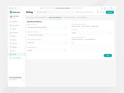 Setting Appoinment - Mediversal app appoinment b2b business component dashboard design form healthcare management medical saas service setting ui ui kit ux web website