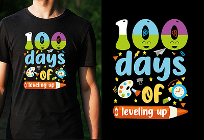 Leveling Up 100 Days Tee 3d animation branding cool t shirt design custom t shirts design custom t shirts graphic design groovy t shirt design merchandise motion graphics statement t shirts t shirt design logo t shirt design template trendy t shirt tshirt tshirt designs typography design typography t shirt ui vintage