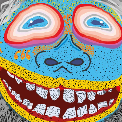 // Foryoki adobe illustrate blueface carricature colorful crazy design details illustration sticker