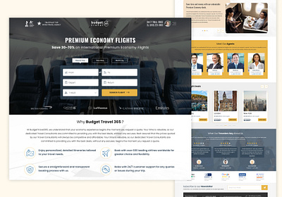 Budget Travel 365 - Premium Economy Class flight booking Web App app graphic design illustration typography ui