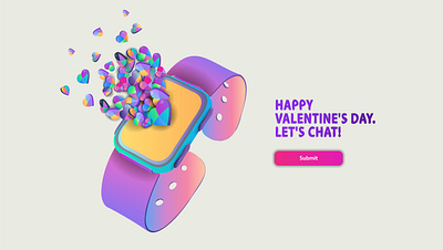 A lot of little hearts fly out of colored smart watches heart