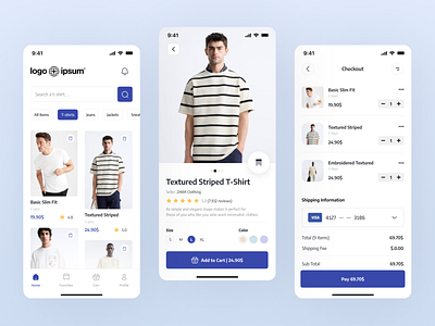 Clothing App Design blue clothing e commerce interface mobile app store ui