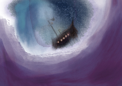// Rough Seas drawing illustration poster procreate rough sea sea ship surreal