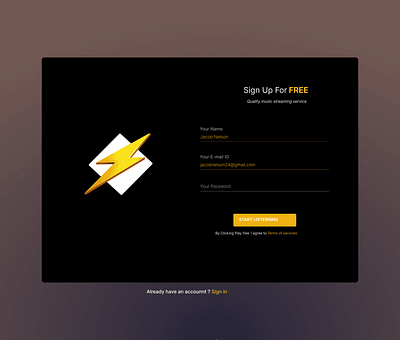 SIGN UP PAGE branding ui
