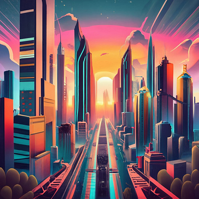 futuristic cityscape with soaring skyscra ai image furustic city image