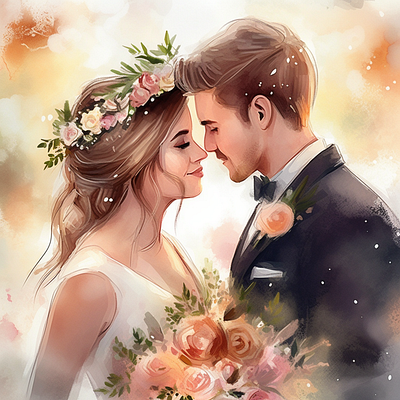 bride + groom clipart graphic design illustration