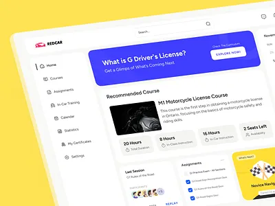 Complete Ontario Driving Courses Online - LMS course dashboard dashboard interface drivers license driving course driving learning driving school e learning education learning learning management lms lms online course online course online education online learning student panel study web dashboard