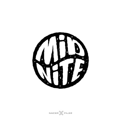 Mid Nite black and white branding circle design fun graphic design logo logo designer logos logotype mid night night psychedelic psychedelic logo typography vector wordmark