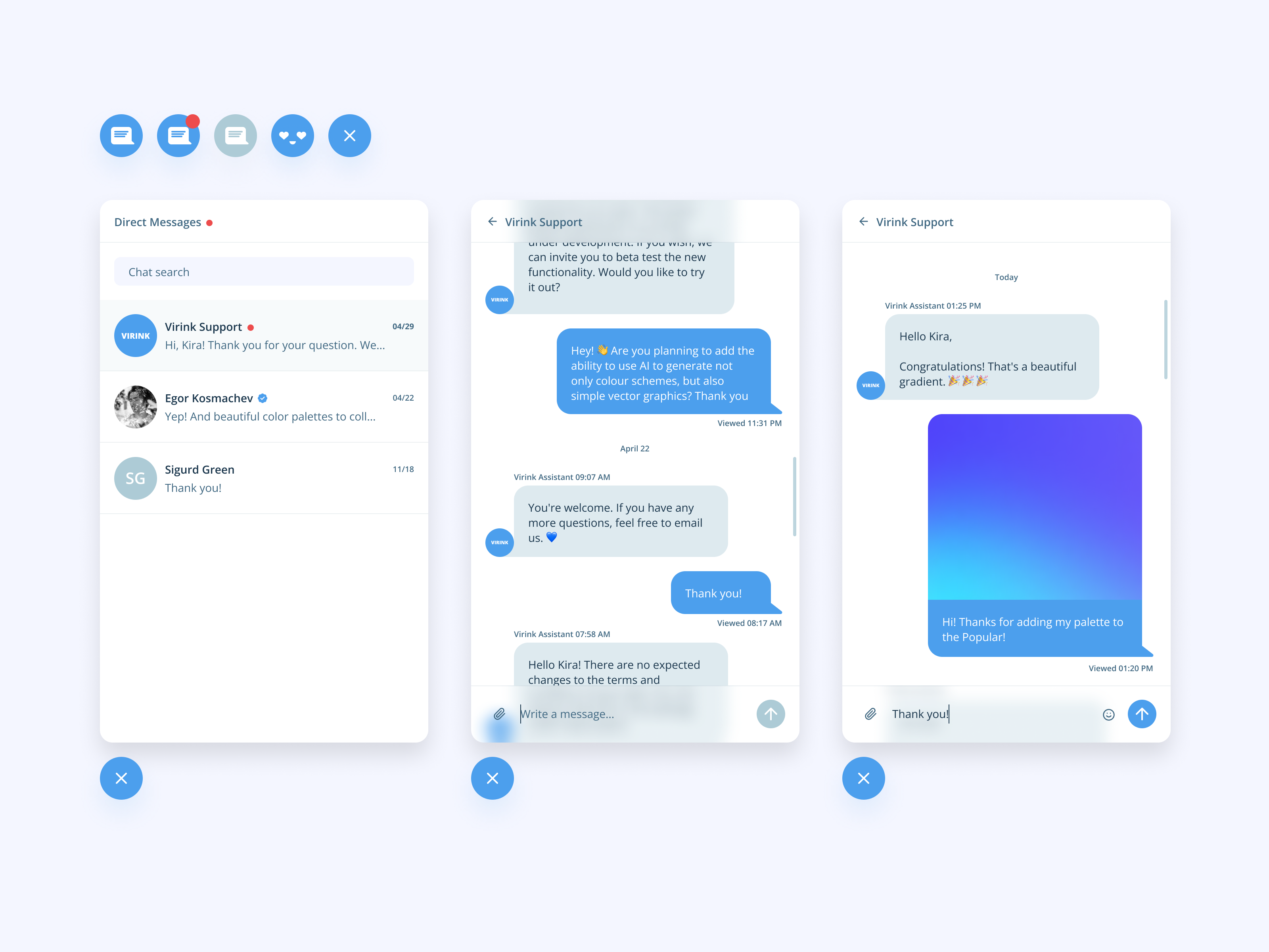 Daily UI 013 — Direct Messaging chat chat widget concept conversation daily ui daily ui challenge dailyui direct direct message direct messages direct messaging message messages product design support ui ui design ux ux design virink