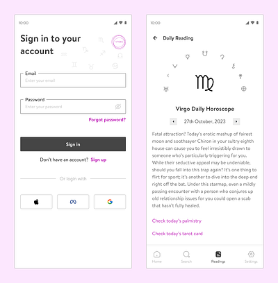 Horoscope App horoscope mobile ui ui ui design