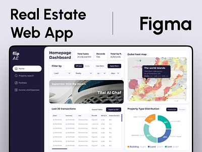 Real Estate Web App Redesign | Flip AE analytics app app design chart dashboard data figma graphic design home ios app map real estate saas table ui ui design ui ux web web app website