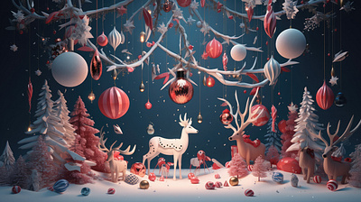 Christmas Greeting Background mid-air ornaments ai generated background christmas christmas ball christmas decoration christmas vector digital image illustration snow winter xmas