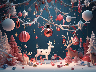 Christmas Greeting Background mid-air ornaments ai generated background christmas christmas ball christmas decoration christmas vector digital image illustration snow winter xmas