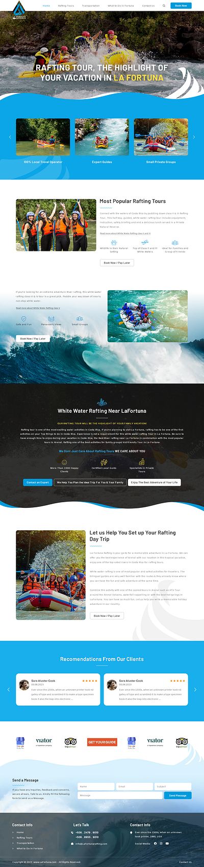 Rafting Tour Company Website Design rafting website tour company website tour web design