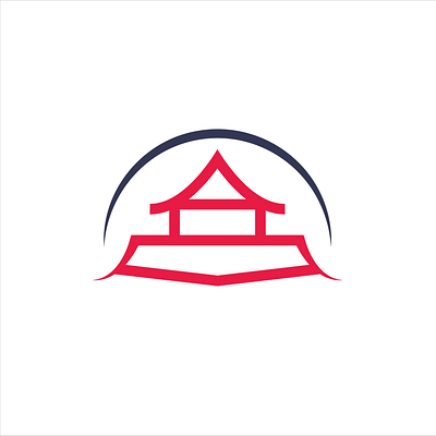 Japanese Temple Logo 2d art japan japanese logo japanese logo design logo design minimalist minimalist logo red logo red temple shrine logo shrine logo design temple temple illustration temple logo vector